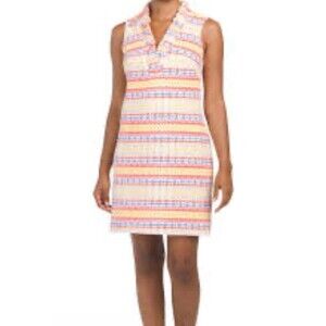 Vince Camuto Women’s Size 14 Sleeveless Ruffle‎ Striped Shift Dress MSRP $148